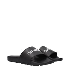 Off-White Black Cotton Slippers Sandals