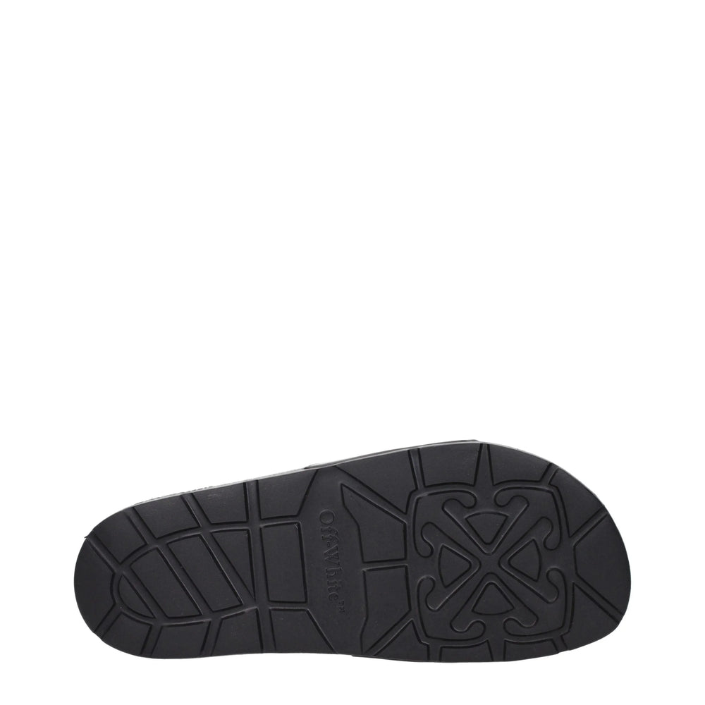Off-White Black Cotton Slippers Sandals