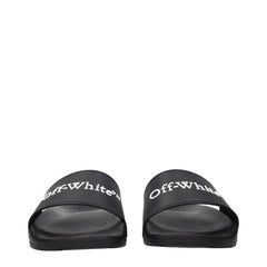 Off-White Black Cotton Slippers Sandals