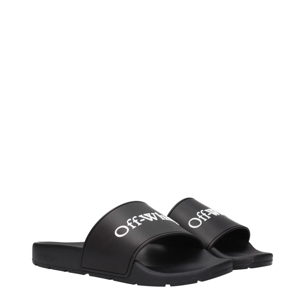 Off-White Black Cotton Slippers Sandals