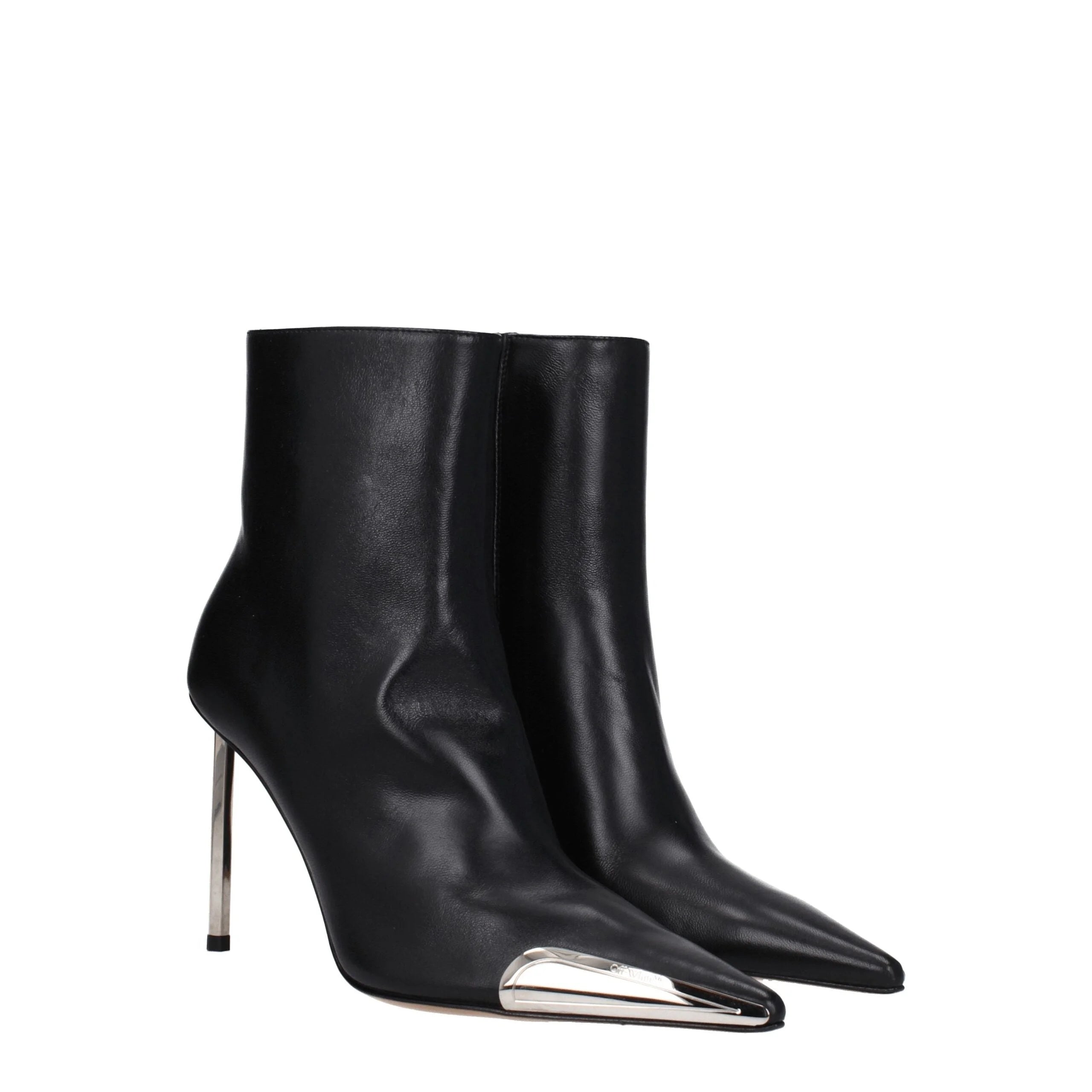 Off-White Black Leather Ankle Boots - Boots