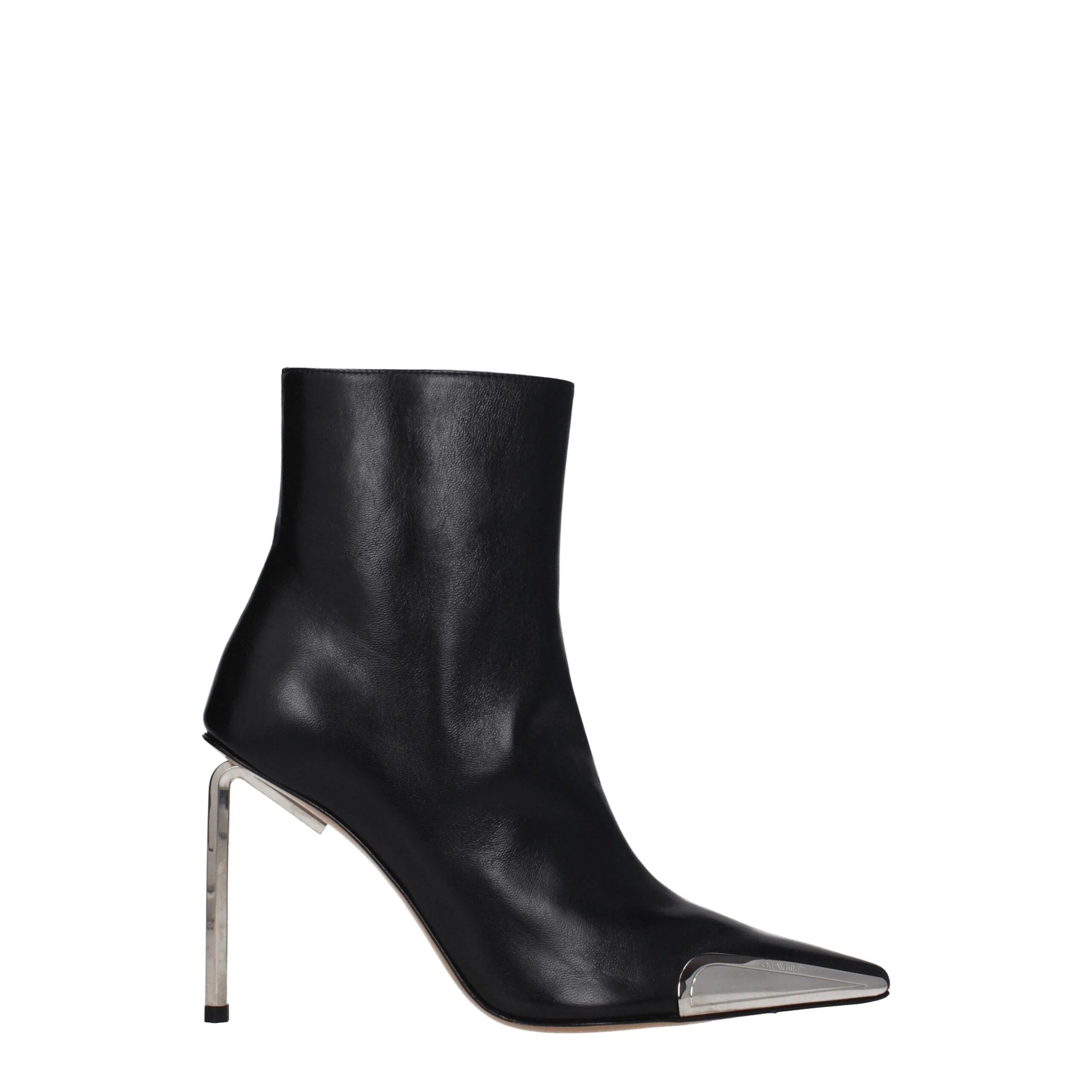 Off-White Black Leather Ankle Boots - Boots