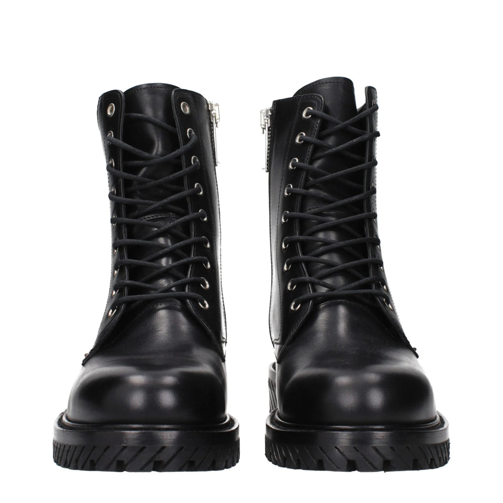 Off-White Black Leather Ankle Boots