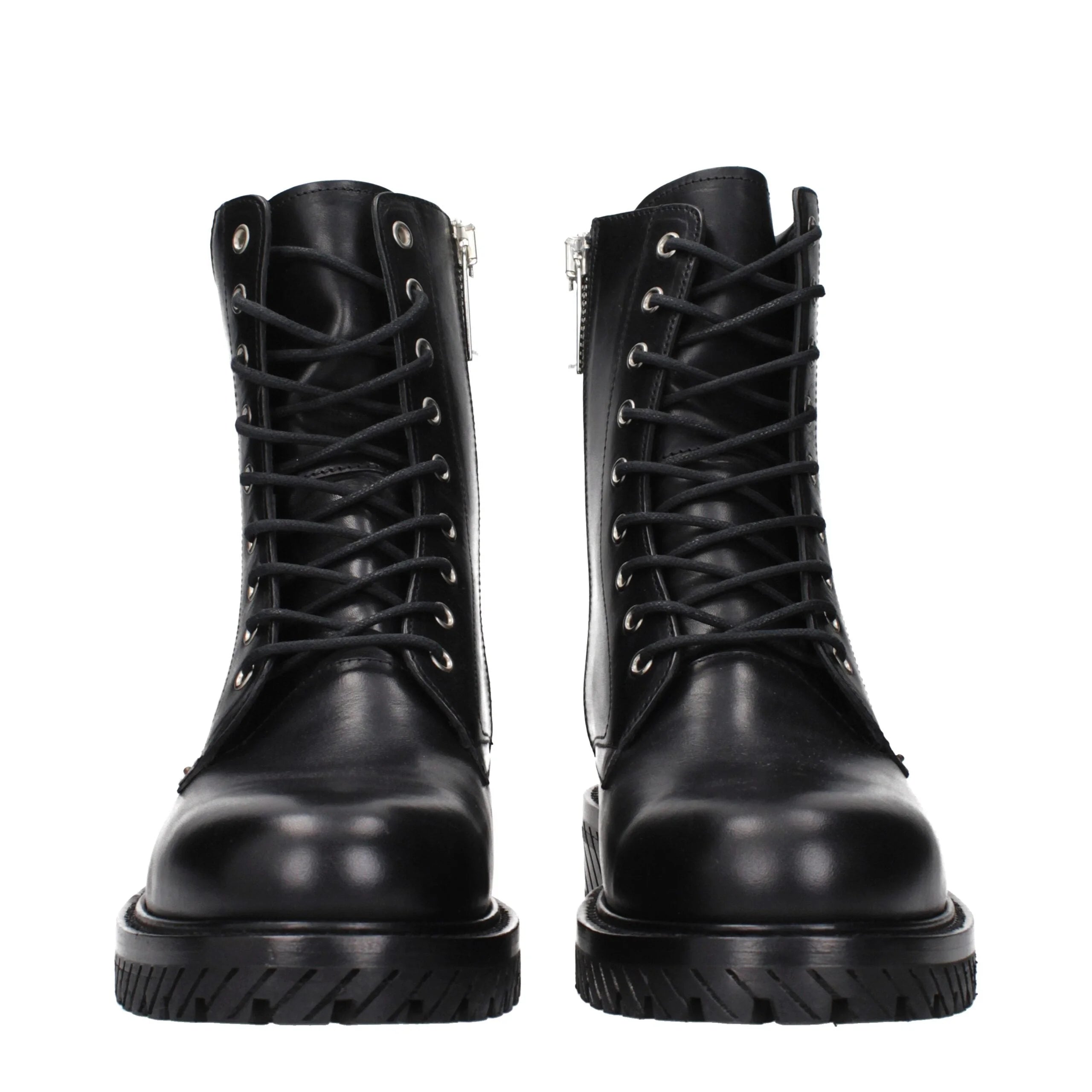 Off-White Black Leather Ankle Boots