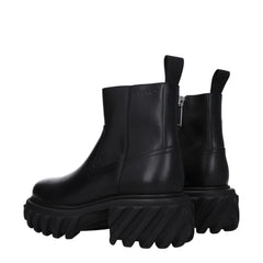 Off-White Black Leather Ankle Boots - Boots