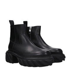 أحذية بوت الكاحل الجلدية السوداء من Off-White