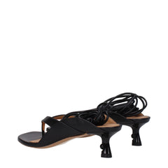 Off-White Black Leather Flip-Flop Sandals - Sandals