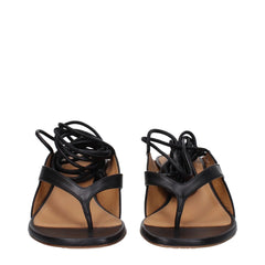 Off-White Black Leather Flip-Flop Sandals - Sandals