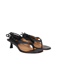 Off-White Black Leather Flip-Flop Sandals - Sandals