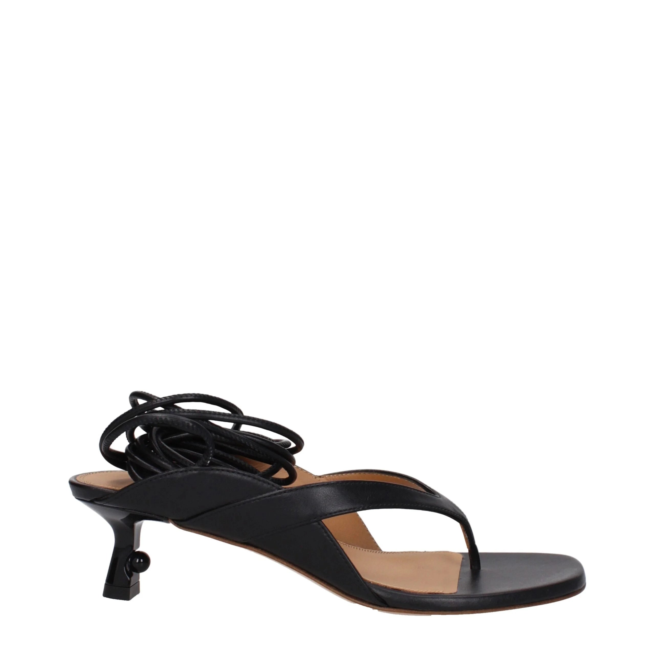 Off-White Black Leather Flip-Flop Sandals - Sandals