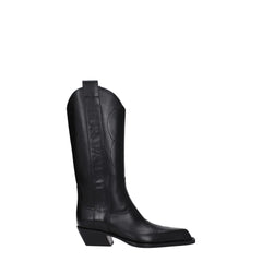 Off-White Black Leather High Heel Boots