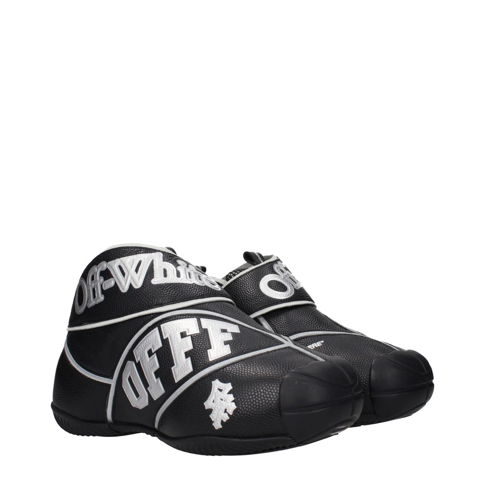 Off-White נעלי סניקרס גבוהות מעור שחור - EU43/US10
