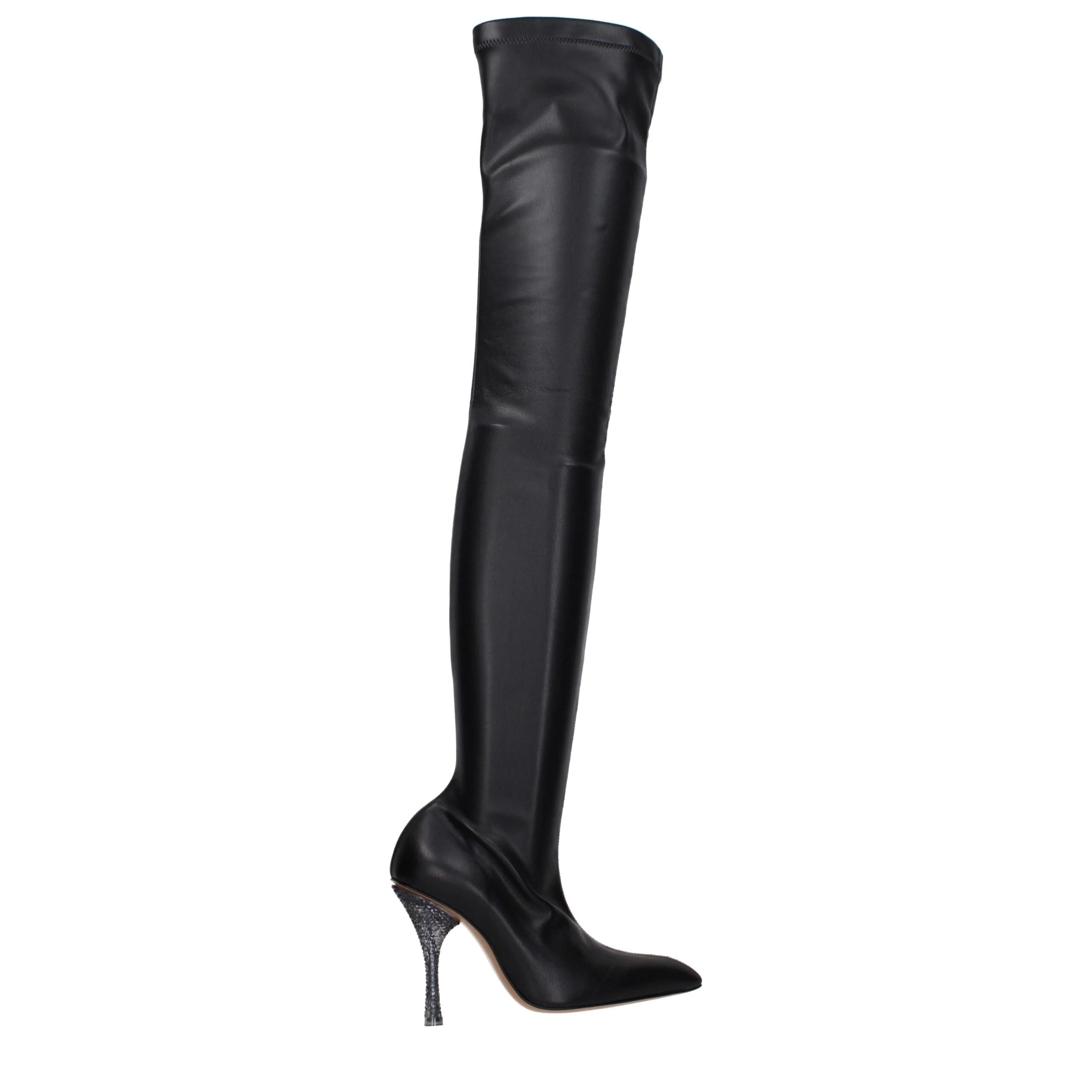 Off-White Black Leather Over The Knee - EU36/US6