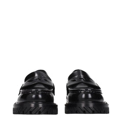 Off-White Black Leather Slip-On Loafers