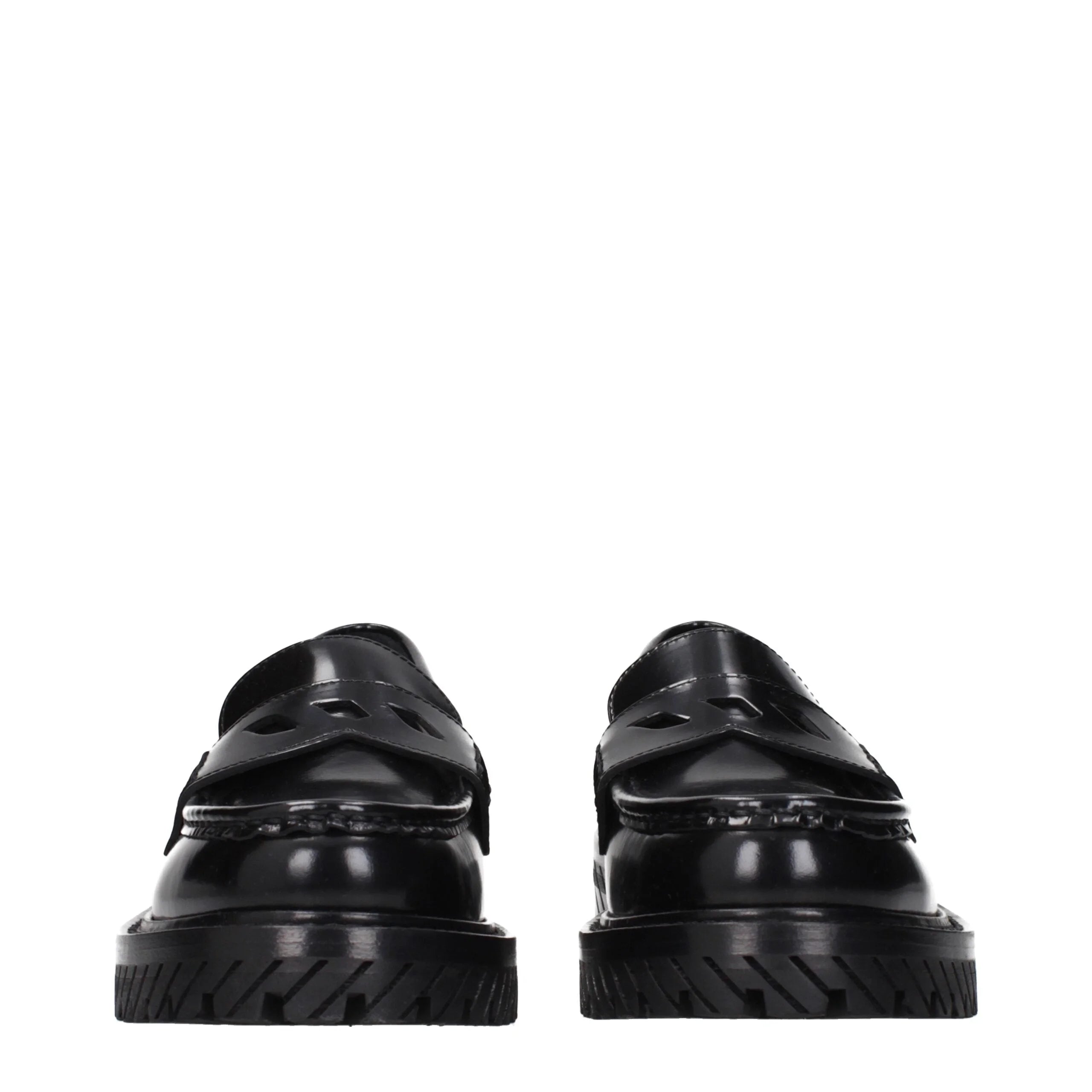 Off-White Black Leather Slip-On Loafers