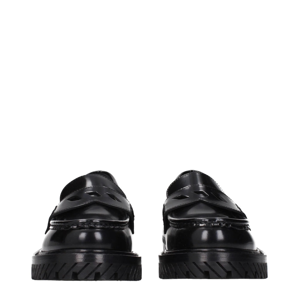 Off-White Black Leather Slip-On Loafers