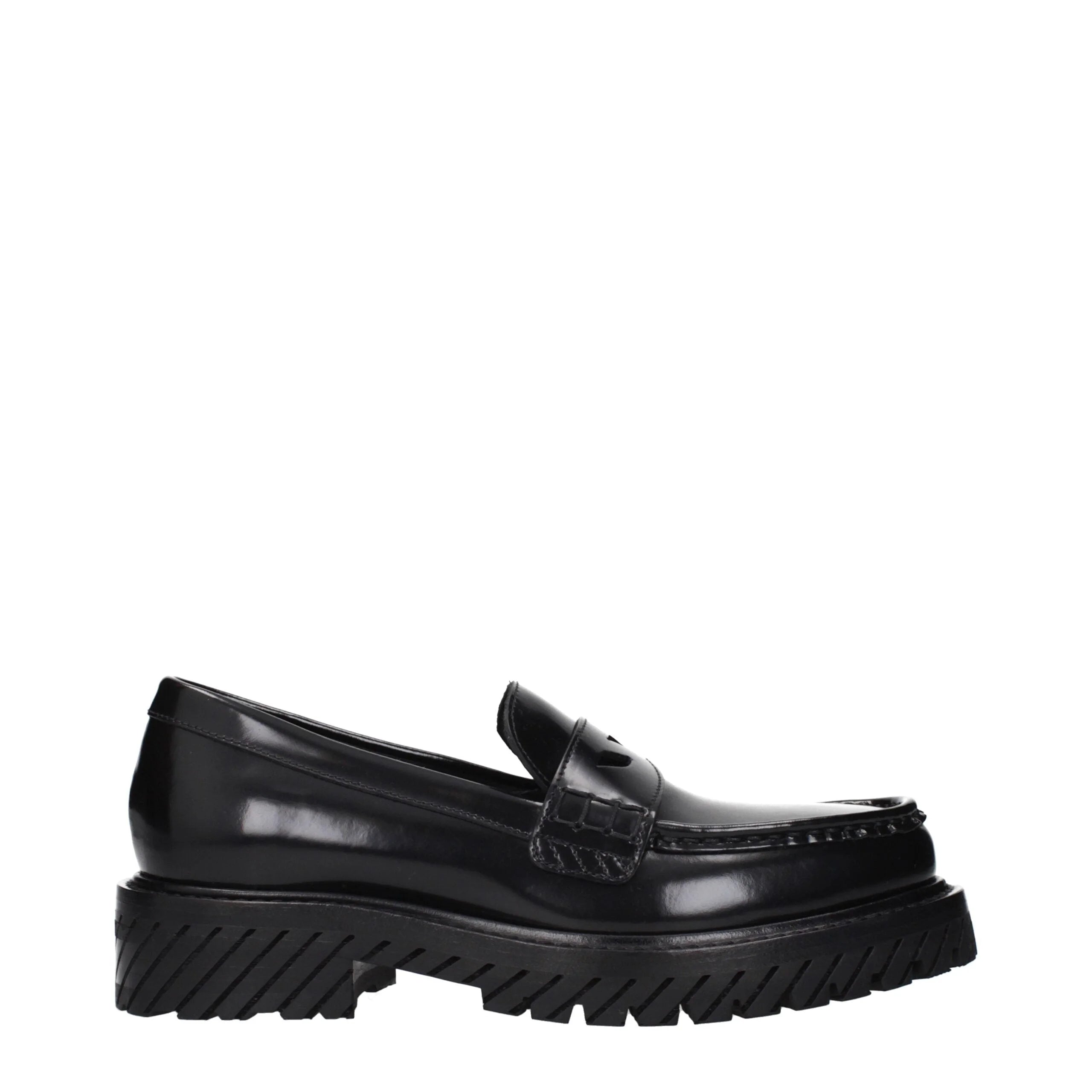 נעלי בית סלייד מרופדות עור שחור Off-White