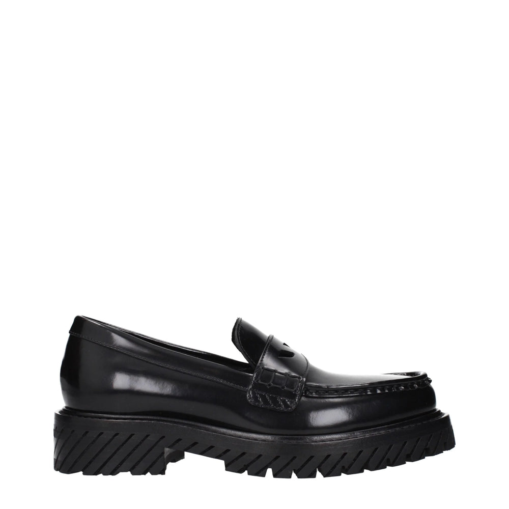נעלי בית סלייד מרופדות עור שחור Off-White
