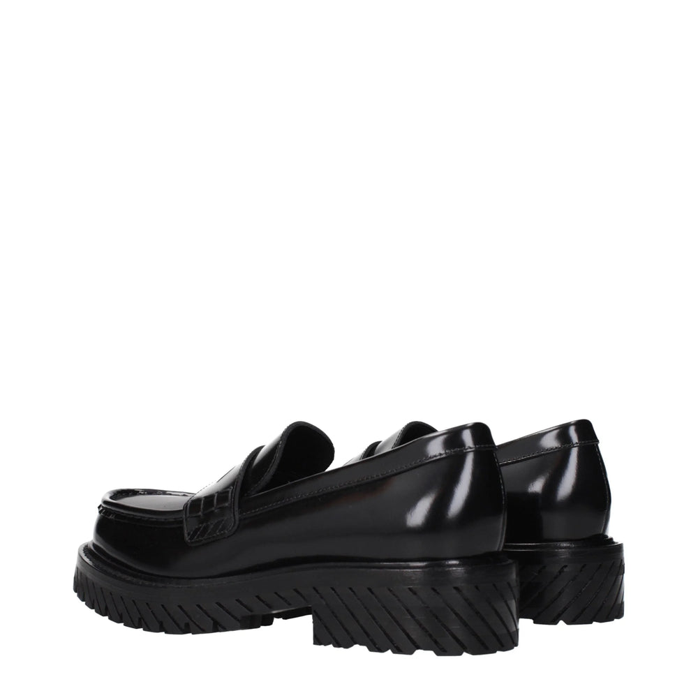 נעלי בית סלייד מרופדות עור שחור Off-White