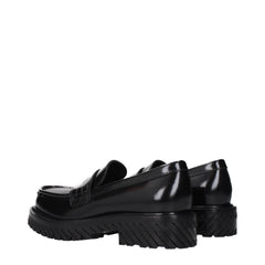 Off-White Black Leather Slip-On Loafers