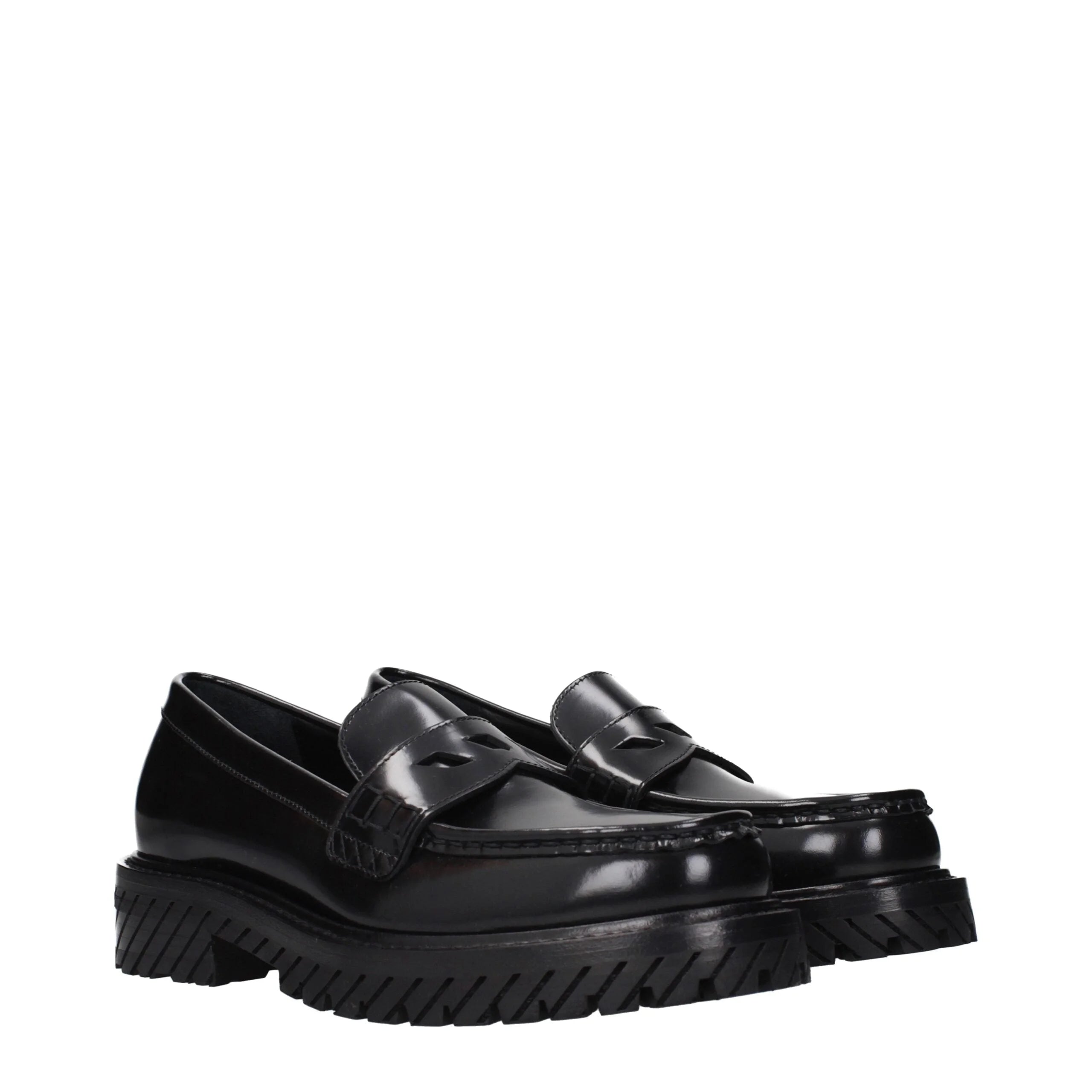 נעלי בית סלייד מרופדות עור שחור Off-White