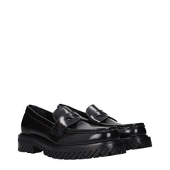 נעלי בית סלייד מרופדות עור שחור Off-White