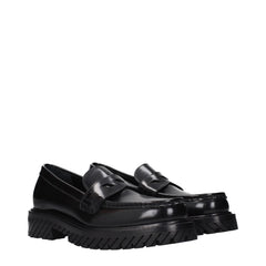 Off-White Black Leather Slip-On Loafers