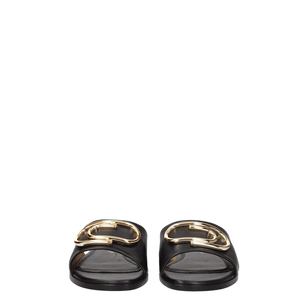 Off-White Black Leather Slippers Sandals