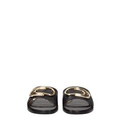 Off-White Black Leather Slippers Sandals