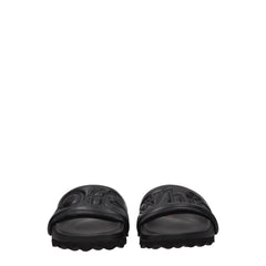 Off-White Black Leather Slippers Sandals
