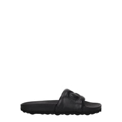 Off-White Black Leather Slippers Sandals