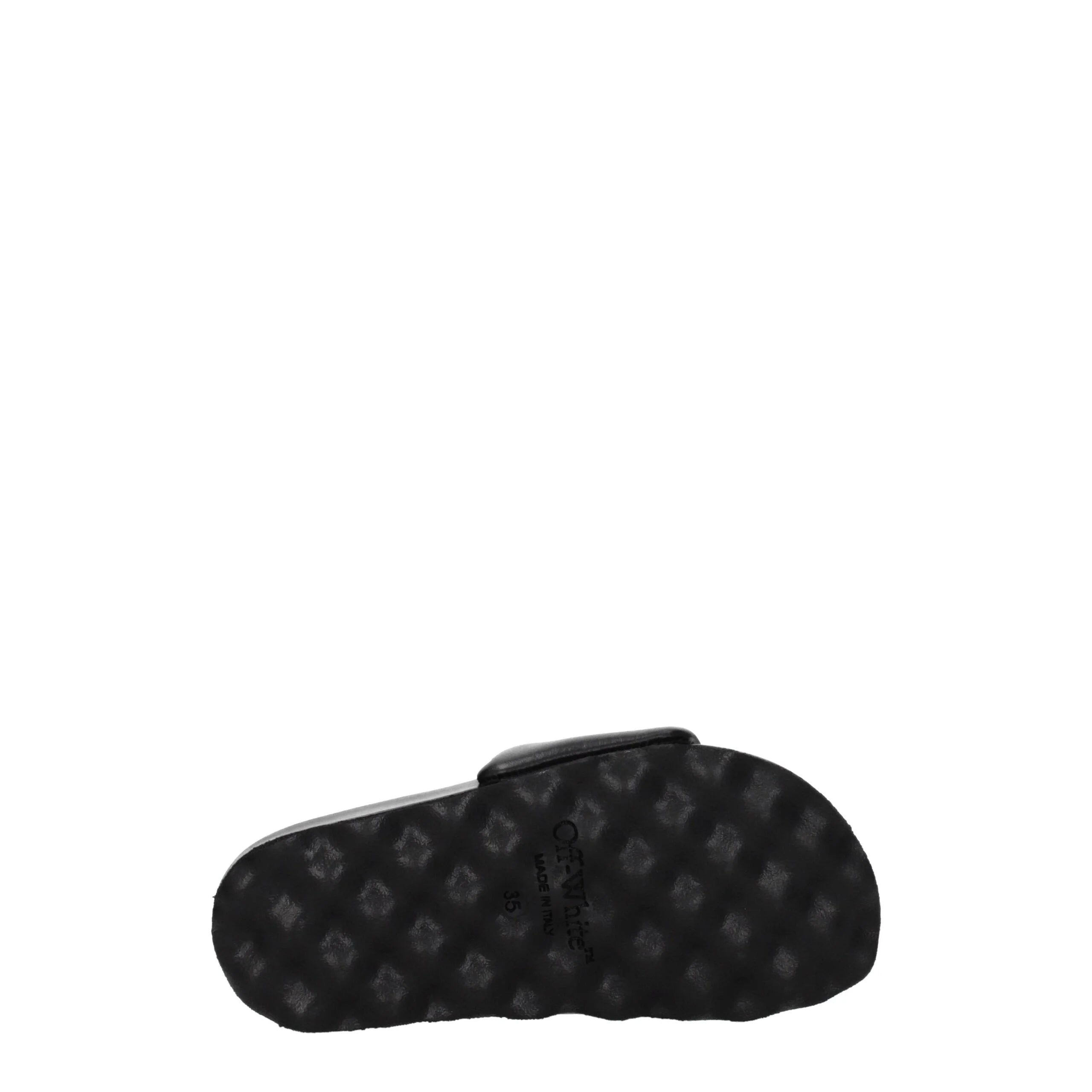 Off-White Black Leather Slippers Sandals - EU35/US5