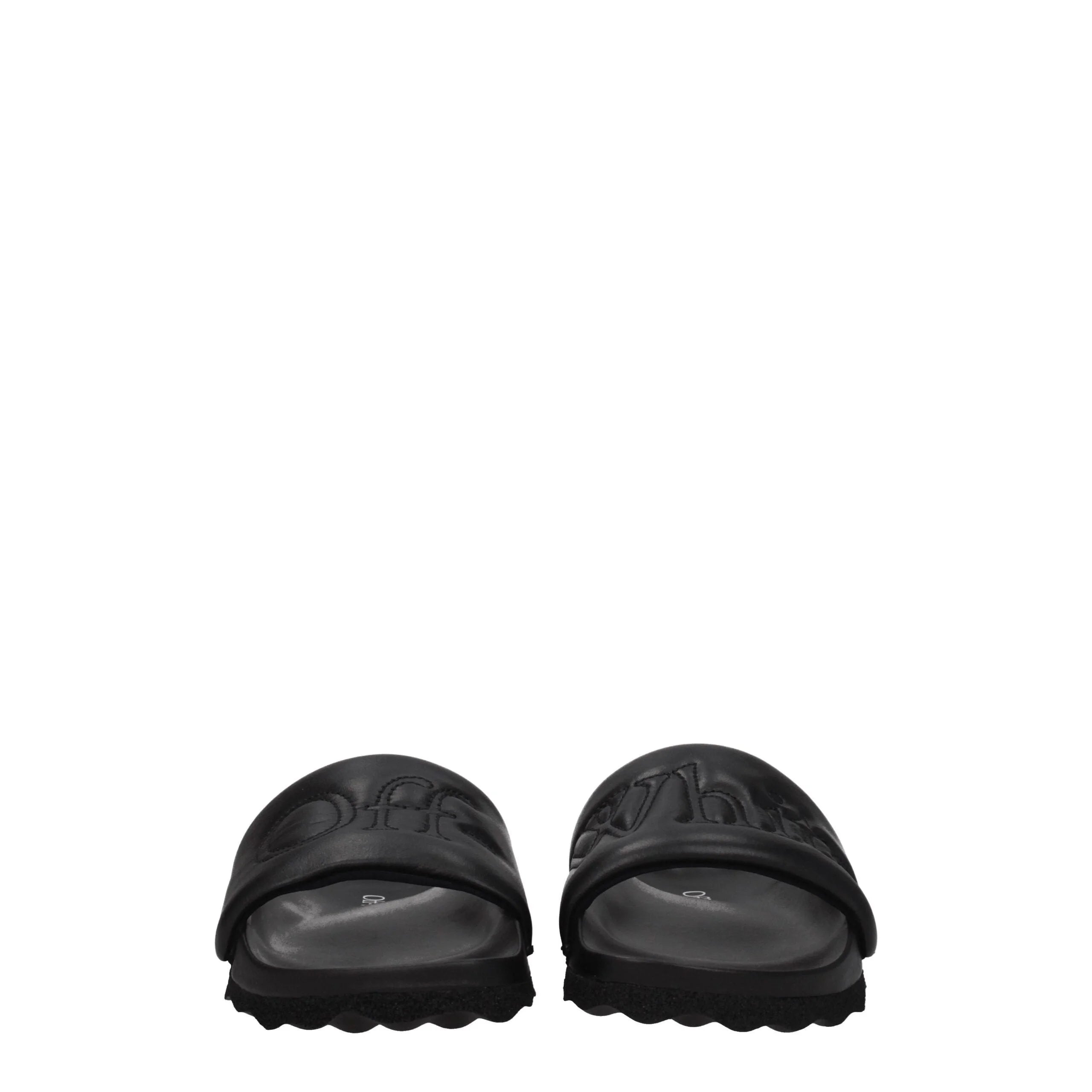 Off-White Black Leather Slippers Sandals - EU35/US5