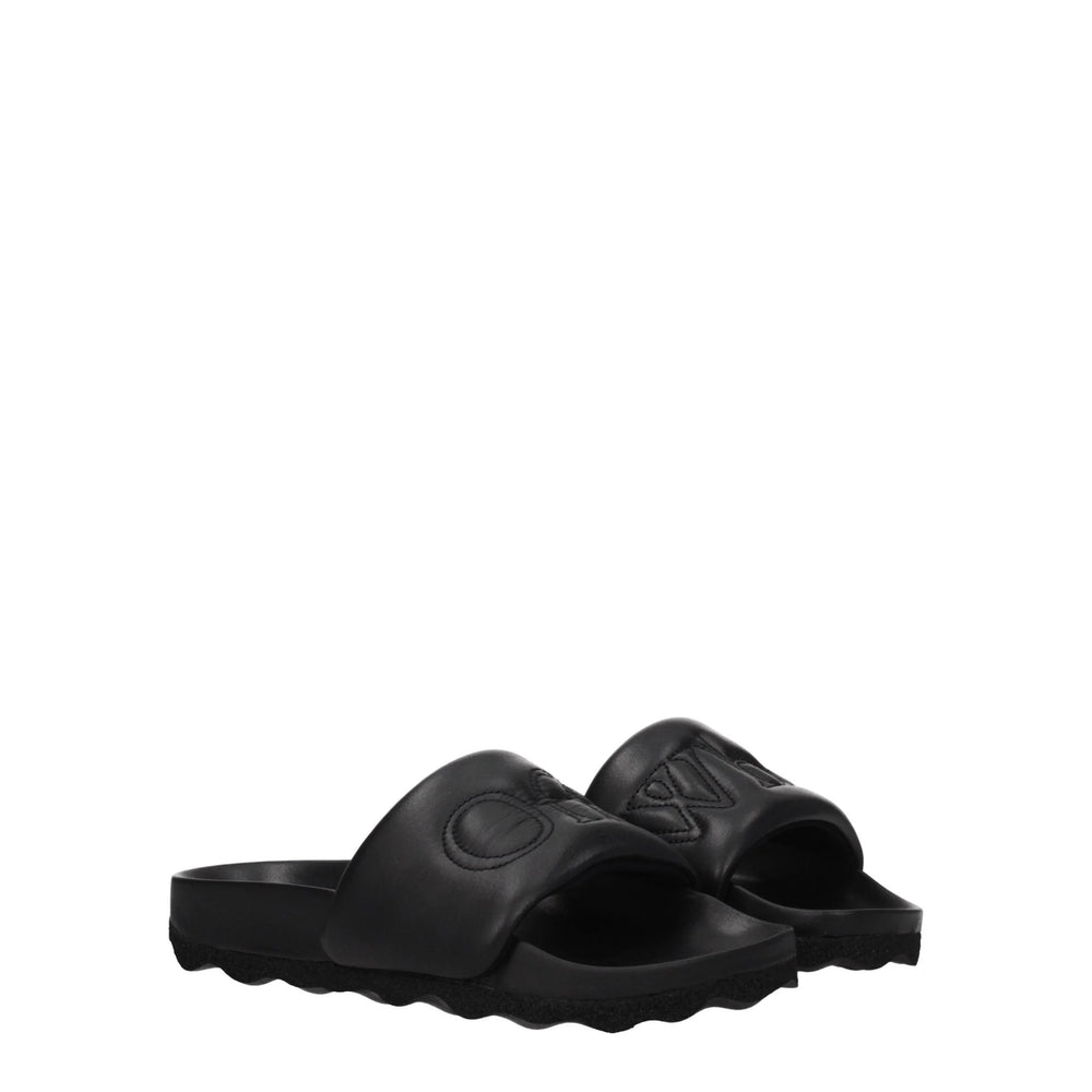 Off-White Black Leather Slippers Sandals - EU35/US5