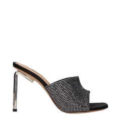 Off-White Black Satin Stiletto Heel Sandals