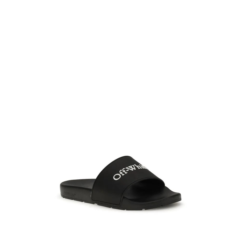 Off-White Black Slides with Bookish Logo - EU40/US7