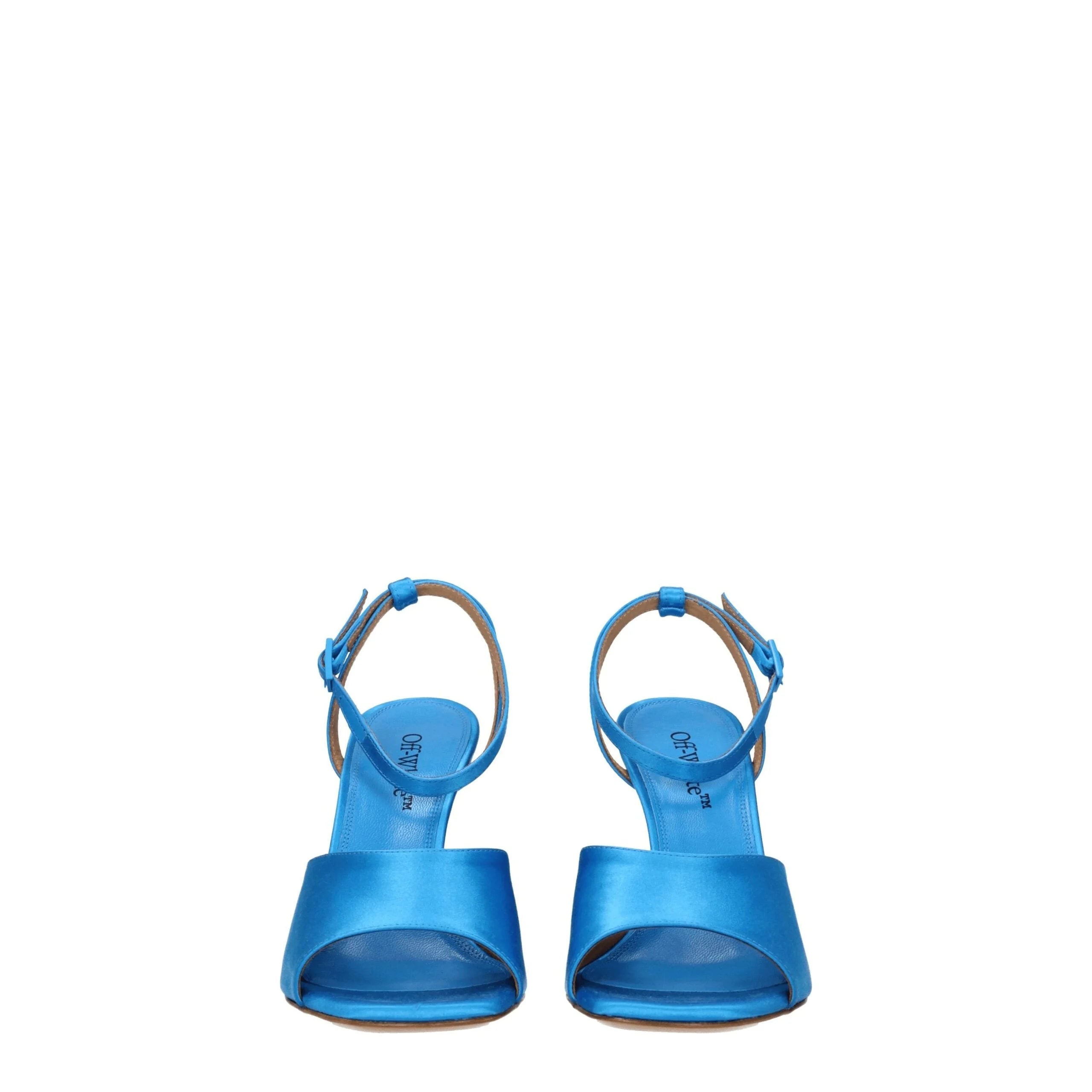 Off-White Blue Satin Stiletto Heels Sandals