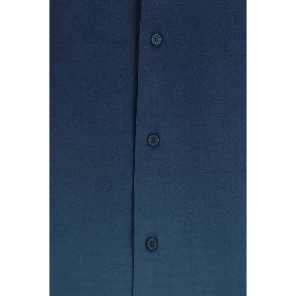 Off-White Blue Viscose Pattern Shirt