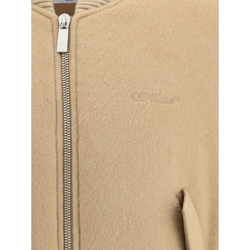 Off-White Brown Cashmere Bomber - L