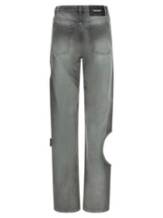 Off-White Gray Cotton Straight-Leg Jeans