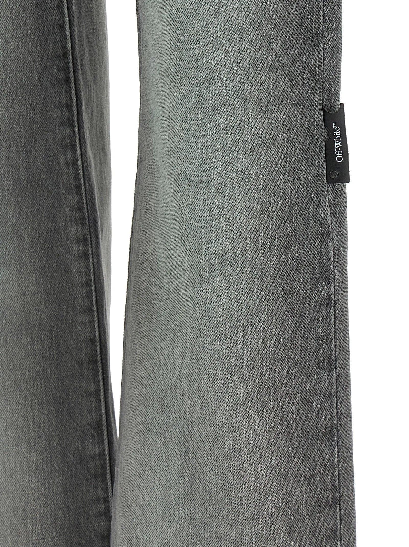 Off-White Gray Cotton Straight-Leg Jeans