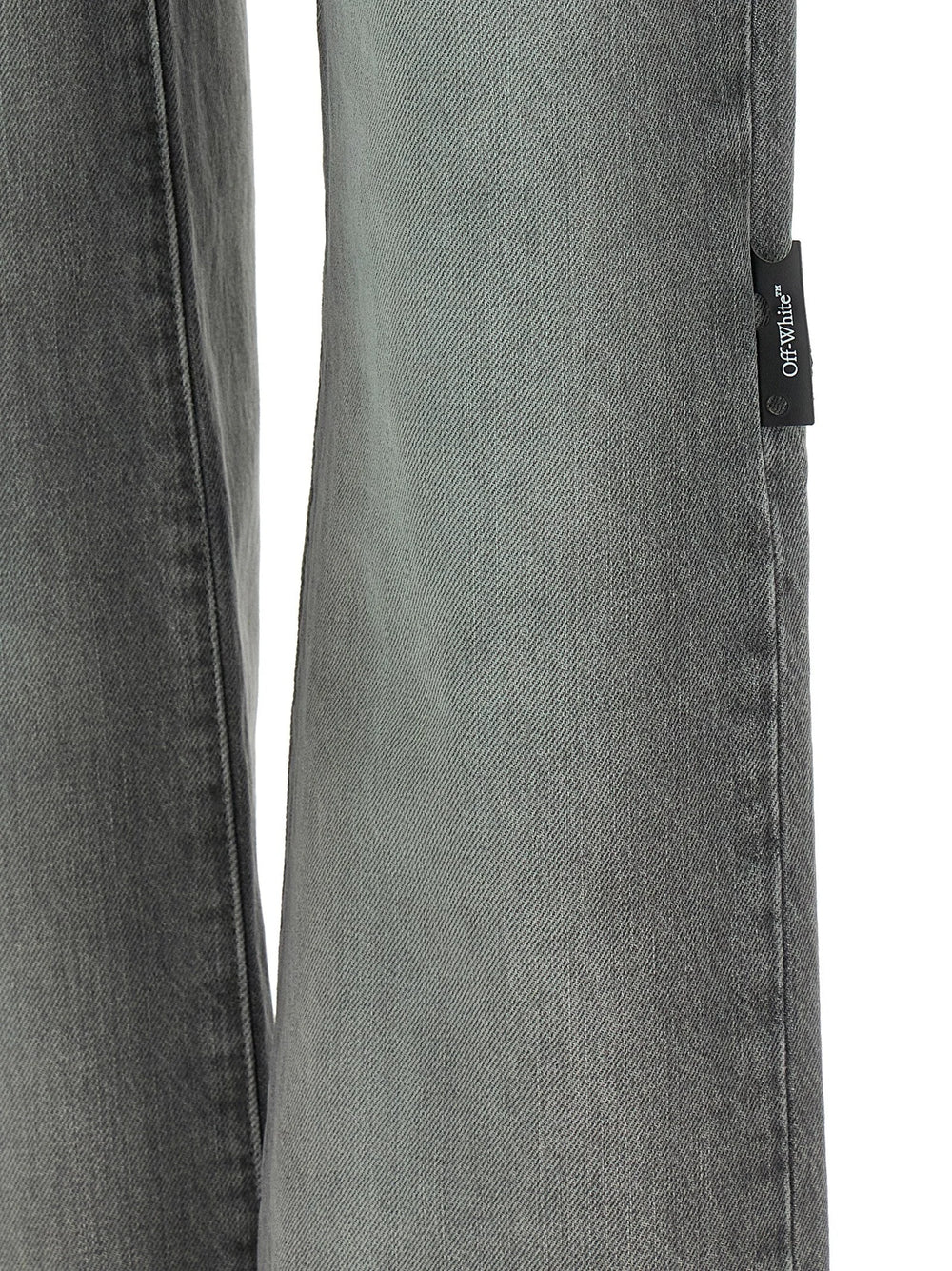 Off-White Gray Cotton Straight-Leg Jeans