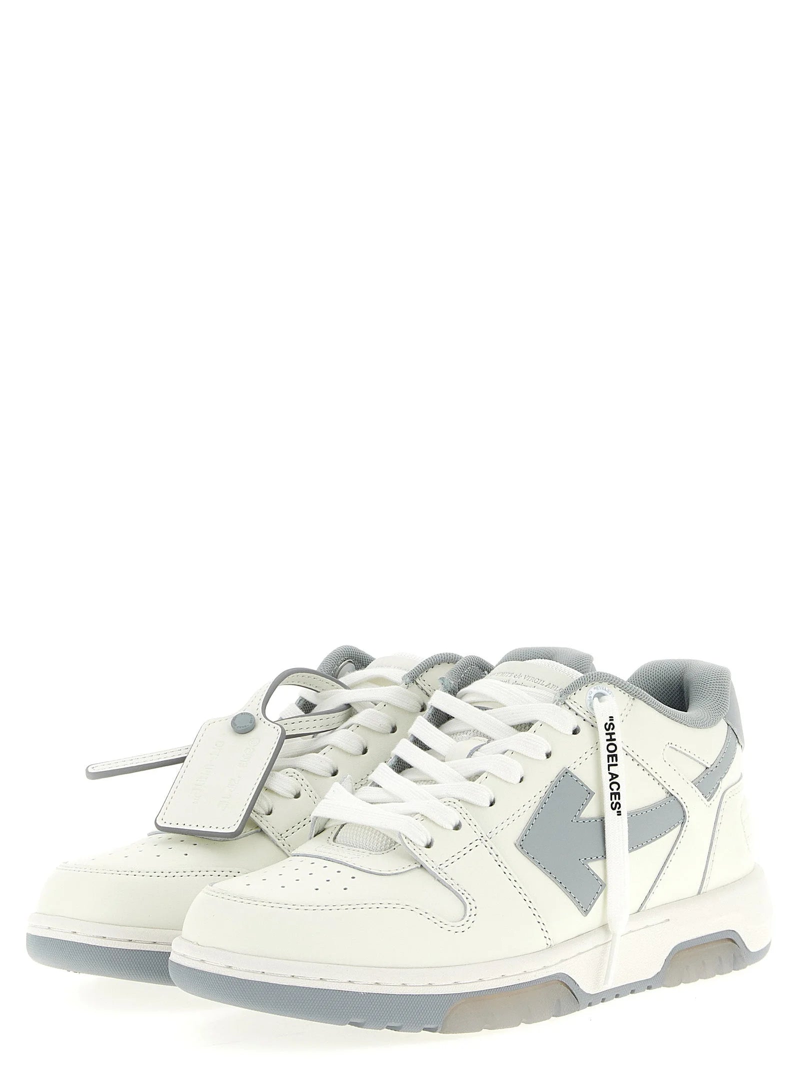 Off-White Gray Leather Low Top Sneakers