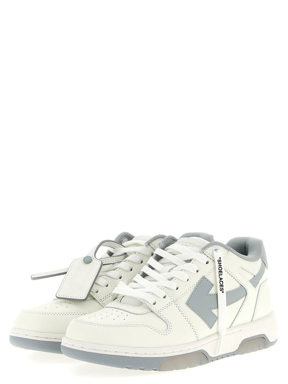 Off-White Gray Leather Low Top Sneakers