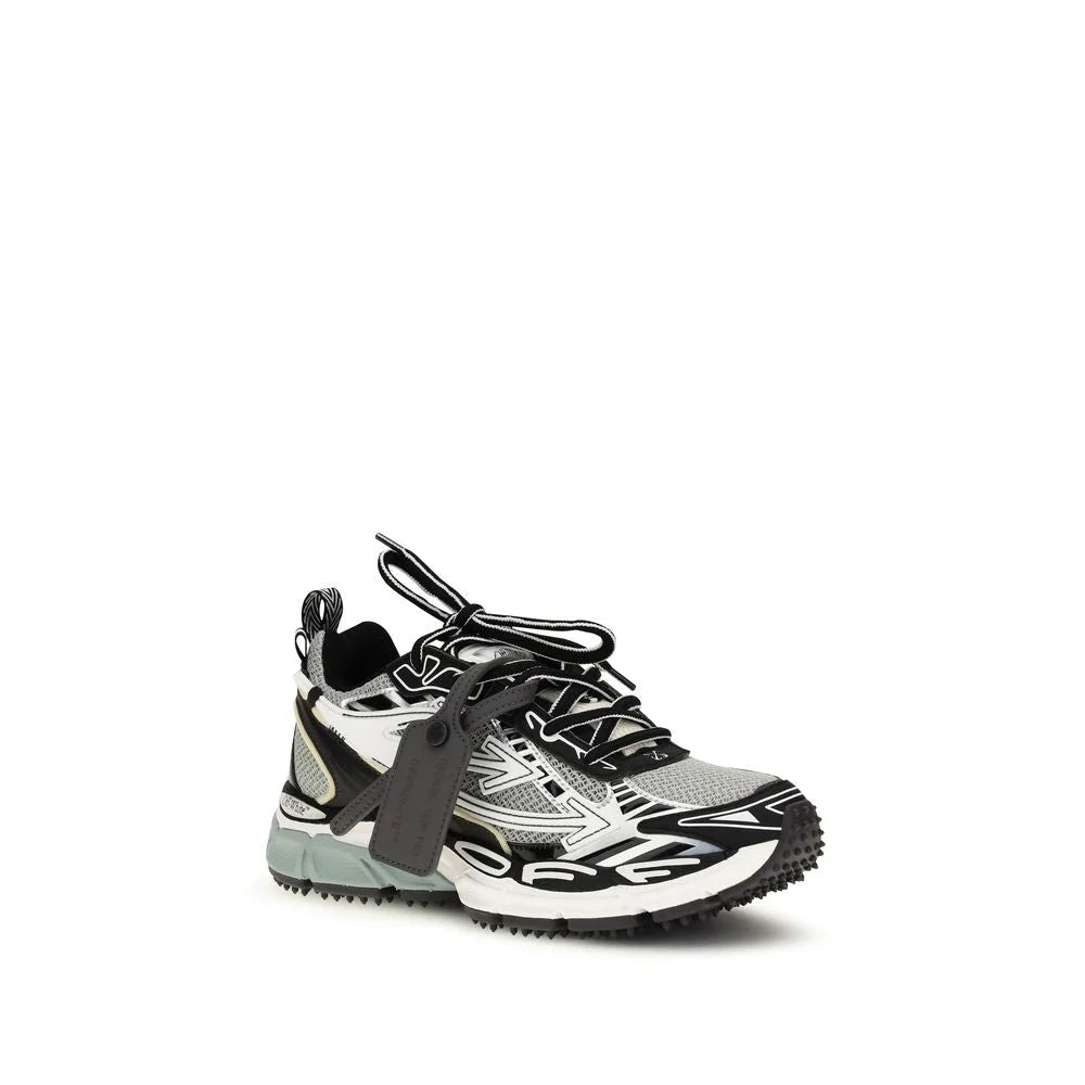 Off-White Gray Polyester Athletic Sneakers