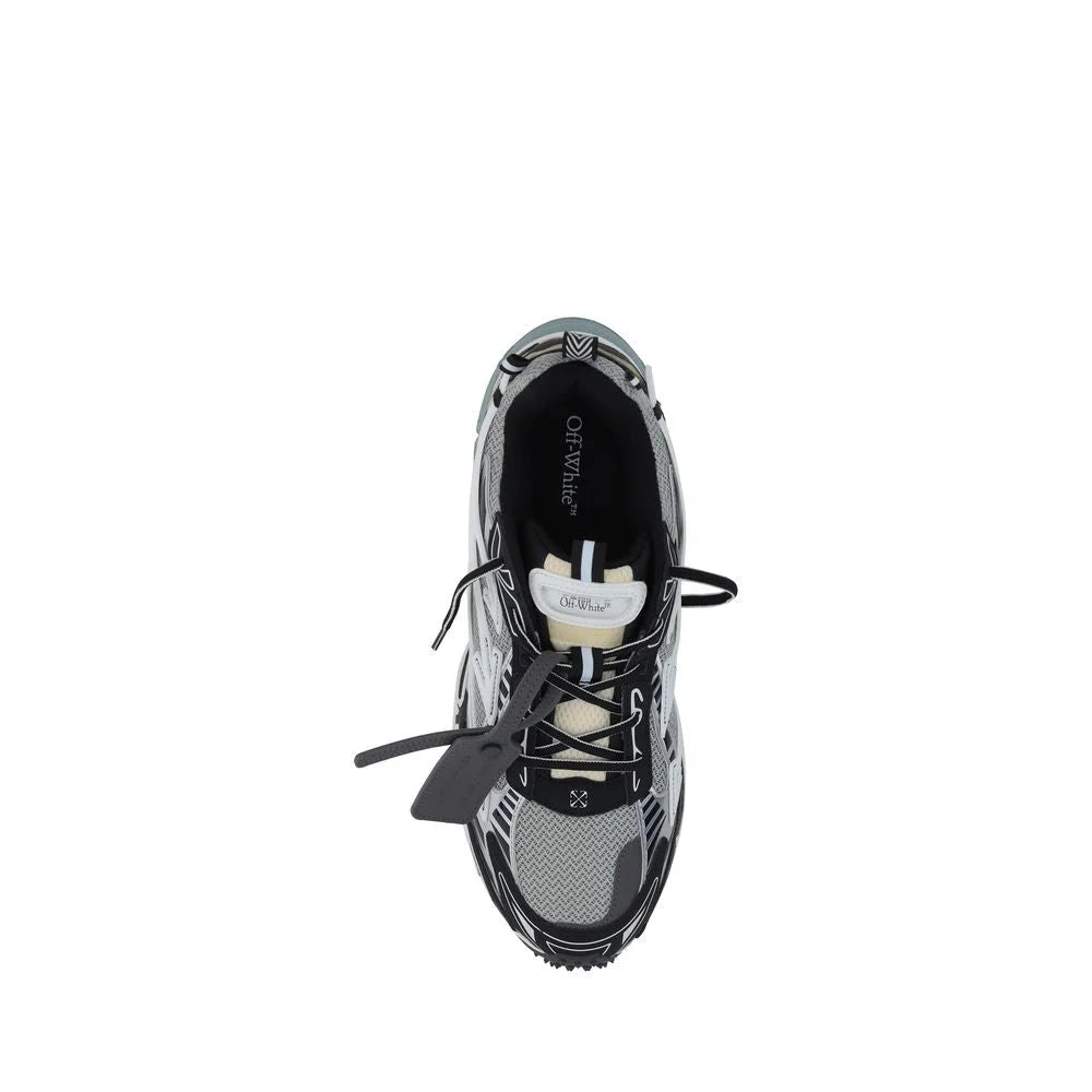 Off-White Gray Polyurethane Athletic Sneakers