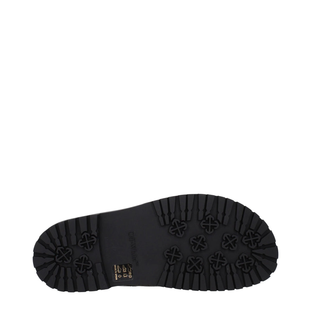 Off-White Green Fabric Flat Sandals