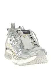 Off-White Silver Polyester Athletic Sneakers