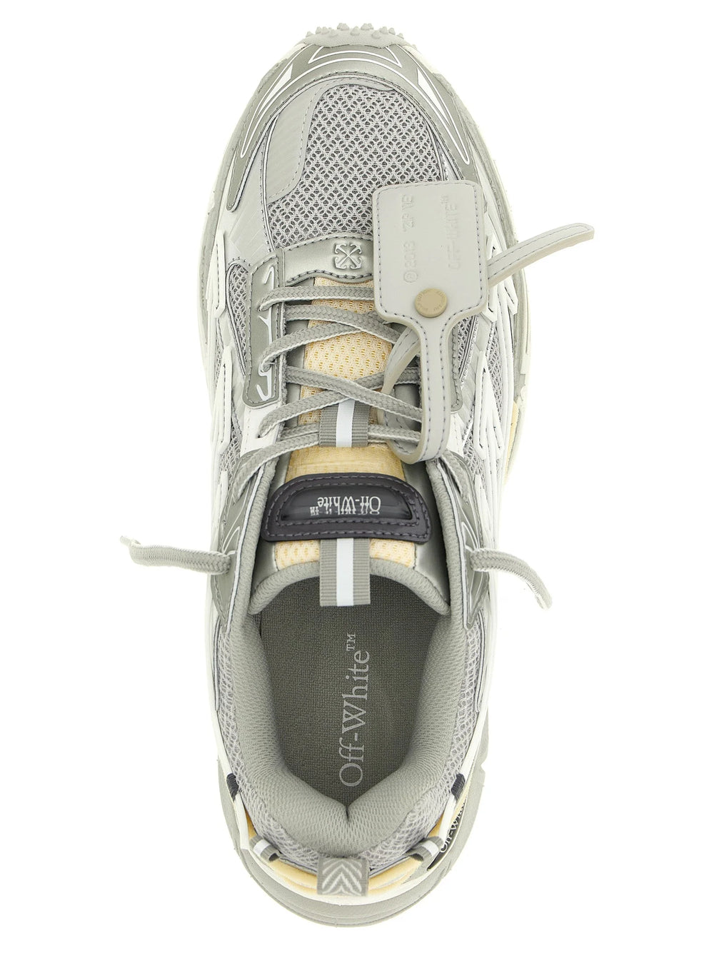 Off-White Silver Polyester Athletic Sneakers