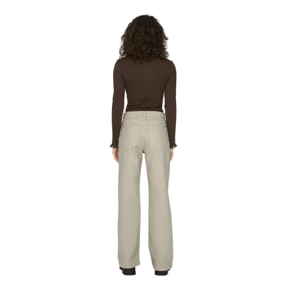 Only Beige Cotton Relaxed Fit Jean - Jeans